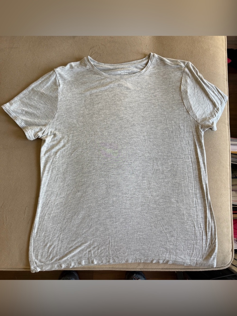 Nine West Heather Gray Short Sleeve Crew Tee